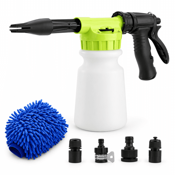 Car Wash Foam Gun, Microfiber Wash Mitt, Car Foam Sprayer, Car Wash Kit, Foam Cannon Garden Hose, Spray Foam Gun Cleaner, Car Accessories for Men, Snow Foam Blaster(Green)