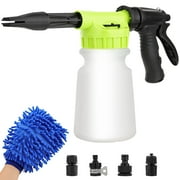 Car Wash Foam Gun, Microfiber Wash Mitt, Car Foam Sprayer, Car Wash Kit, Foam Cannon Garden Hose, Spray Foam Gun Cleaner, Car Accessories for Men, Snow Foam Blaster(Green)