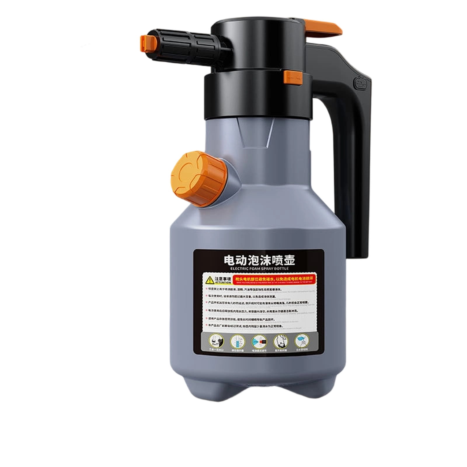 Car Wash Foam Sprayer, Battery Powered Sprayer, Pressure Bottle, 75 Deg Fan Output, Car Wash Foam Cannon, Gray Finish, 1 Pc