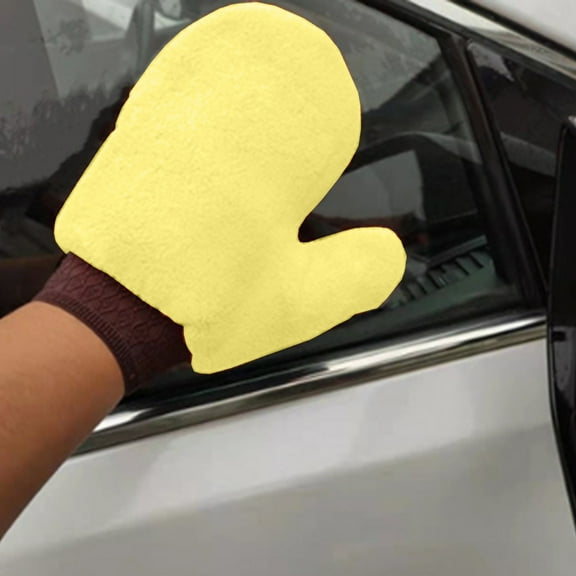 Car Wash Gloves, Foam Cleaning Gloves, Double-Sided Microfiber Mitts, Scratch-Free, for Car Detailing Waxing Polishing, Reusable, Elastic Cuffs, Gentle on Paint