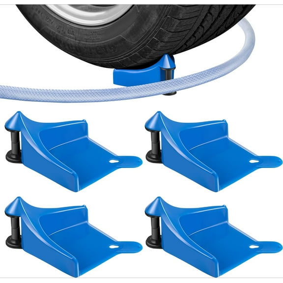 Car Wash Hose Guide Rollers - 4pc Tire Protectors Prevent Hose Snagging Under Wheels, Blue