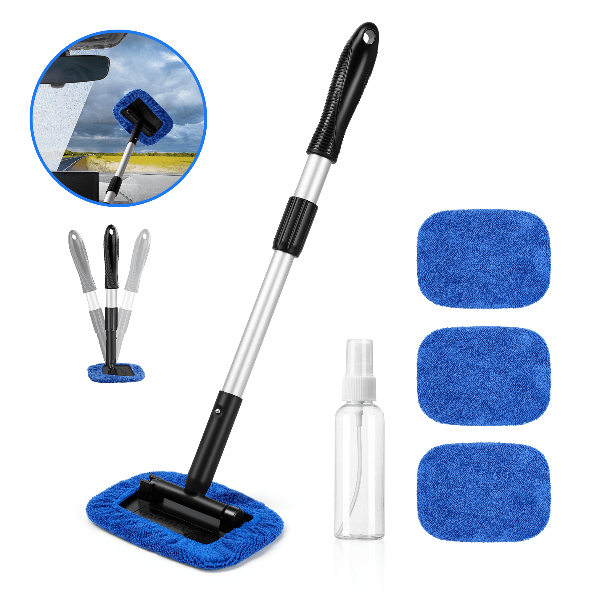 Car Wash Kit, Windshield Cleaner Glass Cleaning Tool, Cleaner for Car  Window, Blue