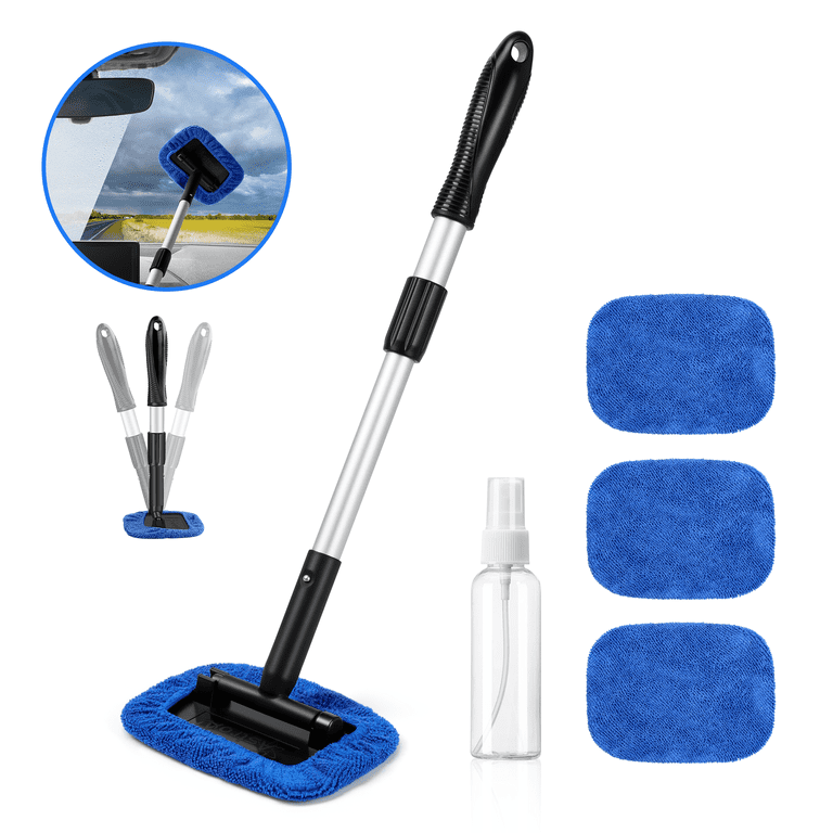 AstroAI Car Window Cleaner Kit, Windshield Cleaning Tool for Cars, with Extendable Handle, Blue, Size: Telescopic Pole
