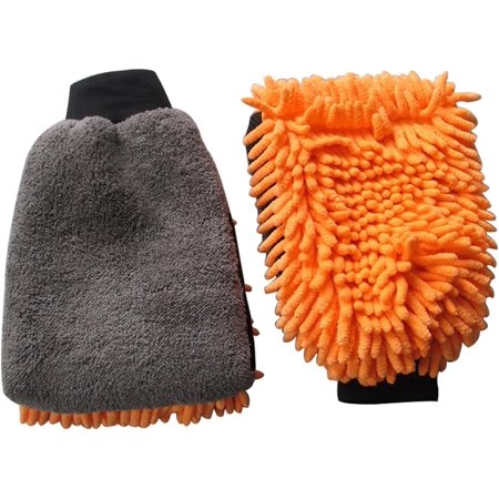 Car Wash Mitt 1pc Waterproof Wash Glove Auto Care Double-faced Glove Car Cleaning Mitt Wax Detailing Brush Microfiber Chenille Gloves Thick (Color : Orange)