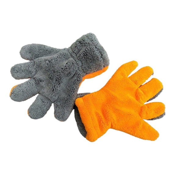 Car Wash Mitt Gloves 2 Pack, Absorbent Microfiber Chenille for Car Cleaning, Soft Double-Sided Scrubber for Gentle Hand Washing, Automotive Detailing Tools for Truck SUV Boat, Orange