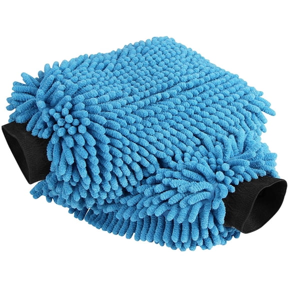 Car Wash Mitt Microfiber-2PK, Scratch & Lint Free, Premium Chenille Microfiber Wash Mitt-Blue Regular Size (7.12''X10.14'')