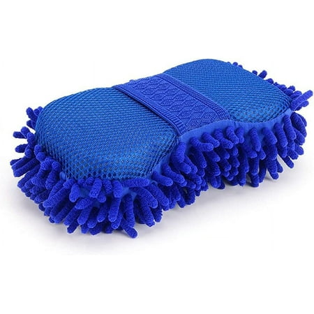 Car Wash Mitt Microfiber Car Wash Sponge Cloth Towel Wash Fiber Gloves Car Cleaning Brush Car Windows for Washing Car Deluxe Microfiber (Color : Blue)