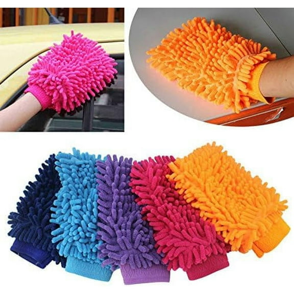 Car Wash Mitt Noddle Microfibre Cloth Cleaning Gloves Sponge Detailing Washing Product Valeting Kit Car Wash Brush Polishing Drying Large Home Dusting Double Sided Resuable 2 Pack