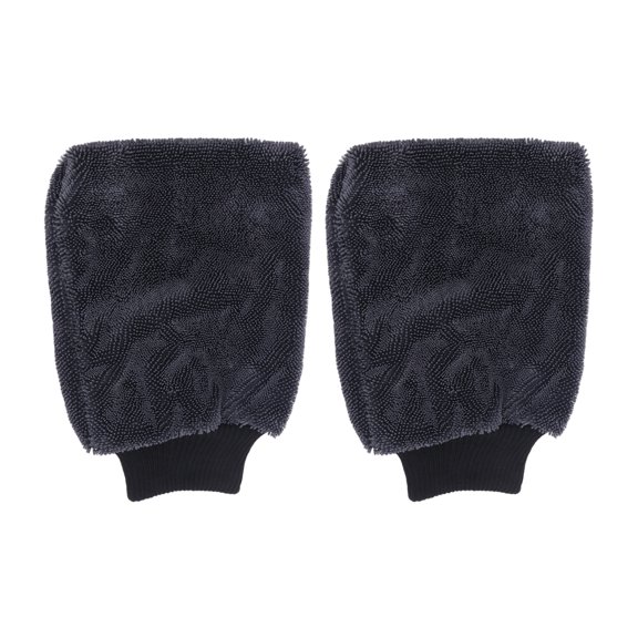 Car Wash Mitts, 2 Pack Absorbent Polyester Microfiber Gloves with Cuffs for Body Panels, Vehicle Glass, Wheels, and Interiors