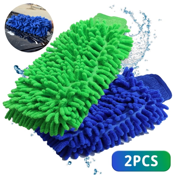 Car Wash Mitts, 2 Pcs Multi-Use Microfiber Chenille Cleaning Gloves for Car & Home