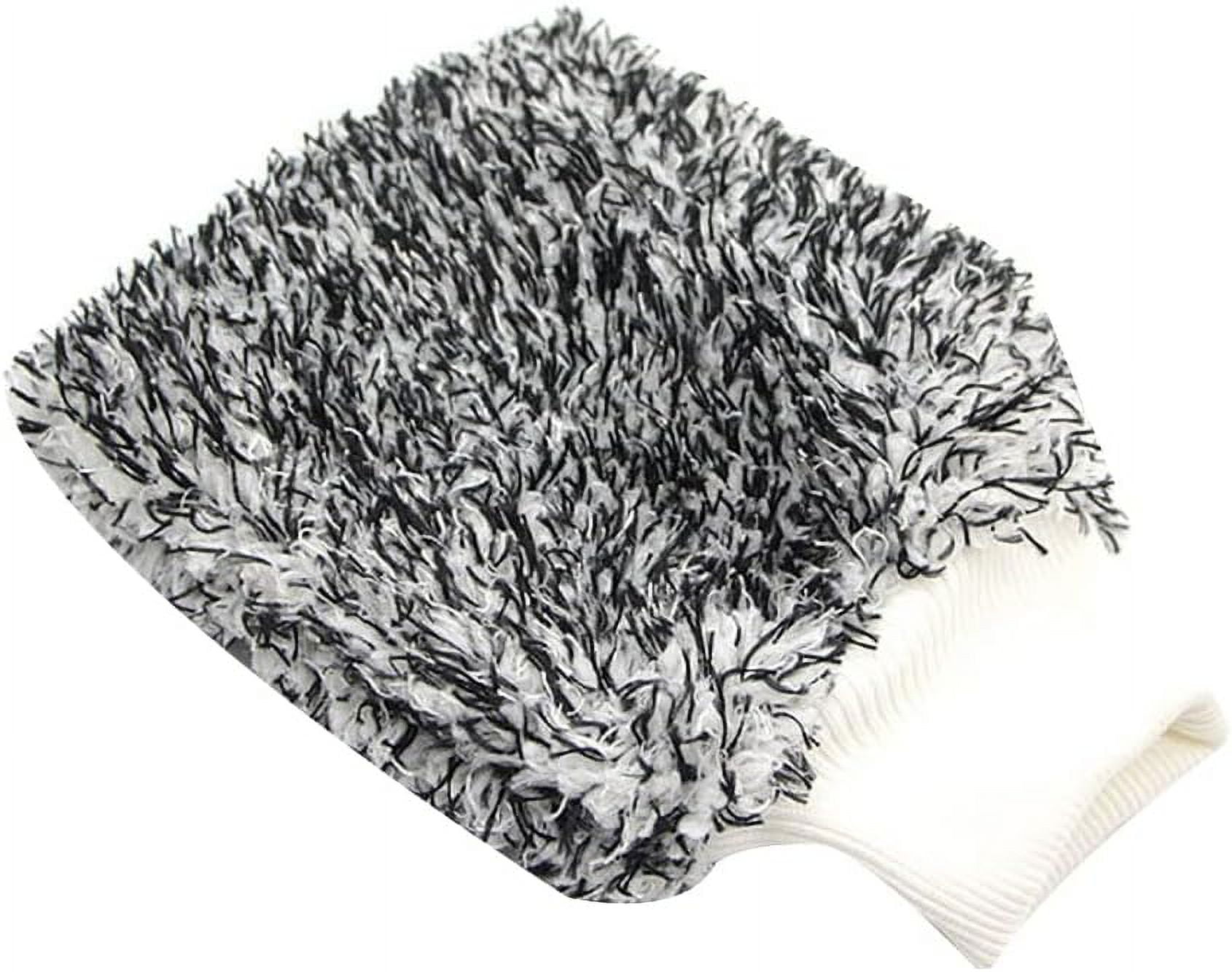 Car Wash Mitts Microfiber, Soft Thicken Car Wash Glove, Reusable Wash Mitt for Car Cleaning Black White