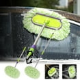 thumbnail image 1 of Car Wash Mop Brush | Soft Bristle Telescopic Bent Rod | Scratch-Free Vehicle Cleaning | Adjustable Long Pole | Ergonomic Curved Handle | Fits Wheels Roof | 49.6” Size | Green | 1 Mop Included, 1 of 7