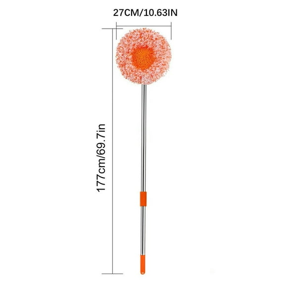 Car Wash Mop, Wall Wash Mop, Circular Ceiling Cleaning Mop with Super Absorption and 180-Degree Rotation, Soft Thick Cloth Head, Adjustable Tension Buckles, Easy Installation and Storage