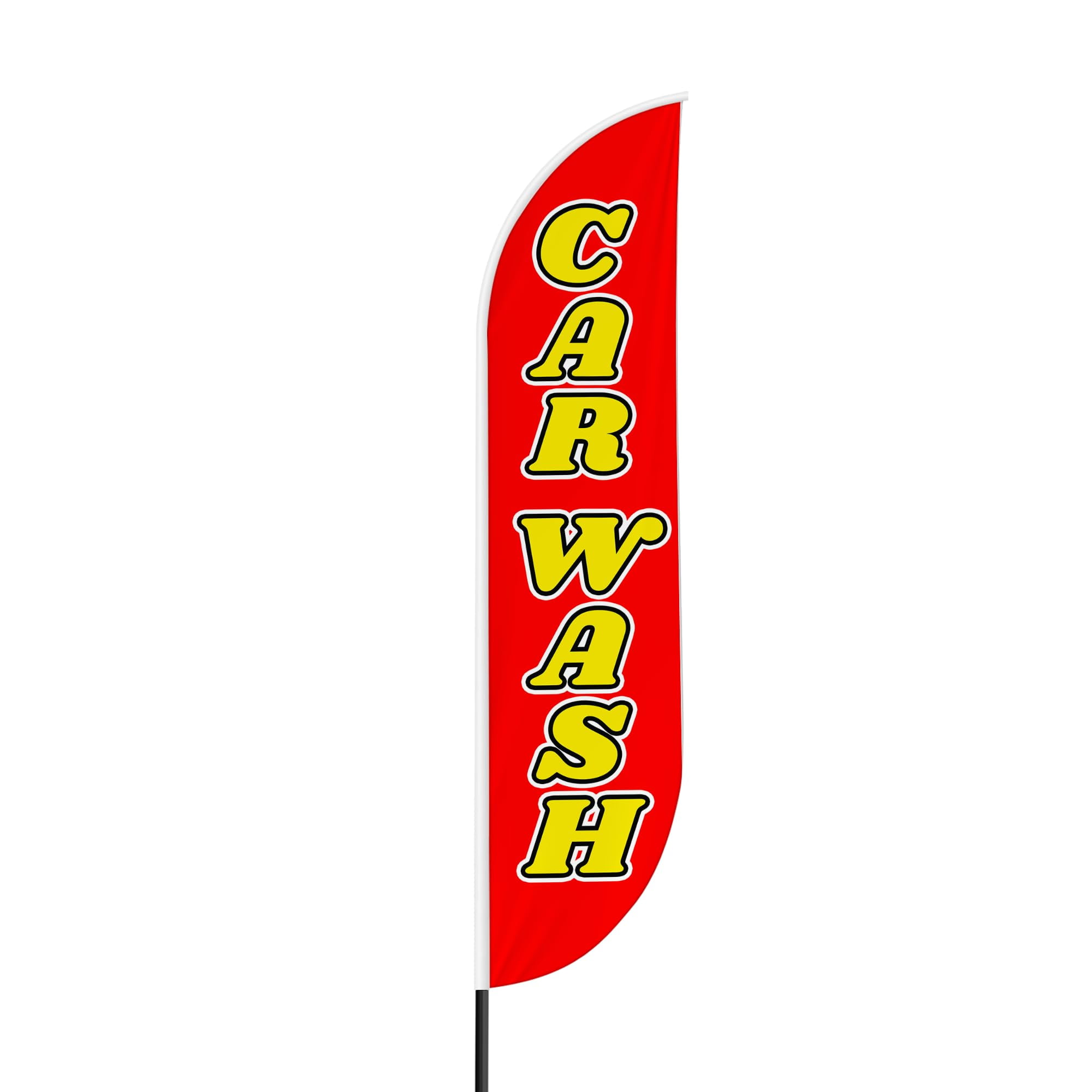 Car Wash Sign feather flag for Outdoor by Mavis Printing | 11.5 FEET Long Polyester Outdoor Banner Flag for Easy Hang | HD Print Swooper I Flag Only to Advertise Car Business| Made in USA I Flag Only