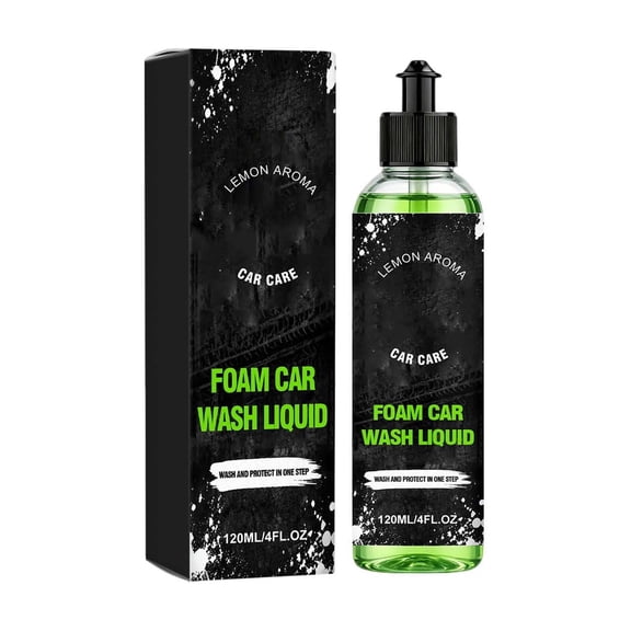 Car Wash Soap, Foam Car Wash Concentrate, Car Cleaning Shampoo with Gloss Enhancer, Auto Detailing Wash Solution, Safe for Cars Motorcycles RVs & Trucks, Lemon Scent, 120ML