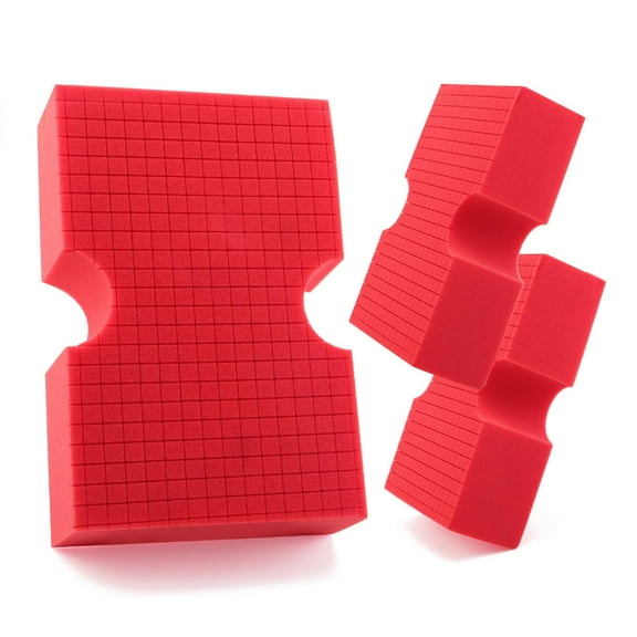 Car Wash Sponge, 3 Pack Big Red Sponge, Scratch-Free Car Cleaning Sponge, Durable Cross Cut Grid Sponge for Auto Multi Use Cleaning Washing Surfaces