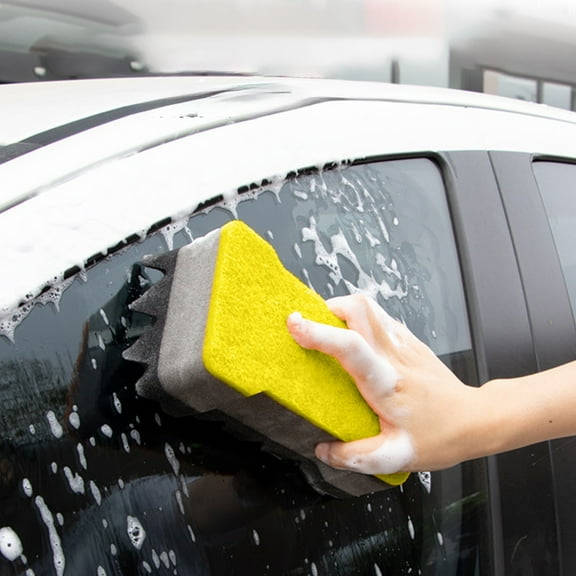 Car Wash Sponge – Double Sided Cleaning Block | Scratch Resistant – Fast Foaming – High Density – Wear Proof – Easy Rinse | Yellow Orange | 8x4.17x3.35 in
