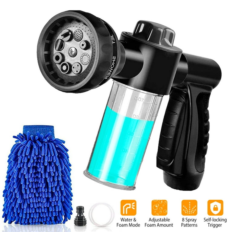 Car Wash Sprayer, iMountek 8 In 1 Foam Garden Hose Nozzle High Pressure  Foam Cannon with Car Wash Mitt for Pet Shower Plant Watering 