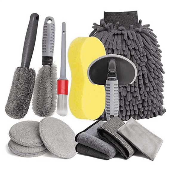 Car Wash Tool Brush 12-Piece Car Tire Brush Double Wheel Hub Brush Encryption Car Wash Gloves