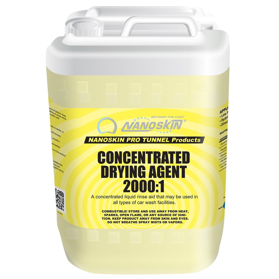 Nanoskin Super Concentrated Drying Agent –5 Gallons, 2000:1 Dilution, Silicone-Free Rinse Aid for Car Wash Tunnels, Automatic Wash Systems, and Foam Cannons