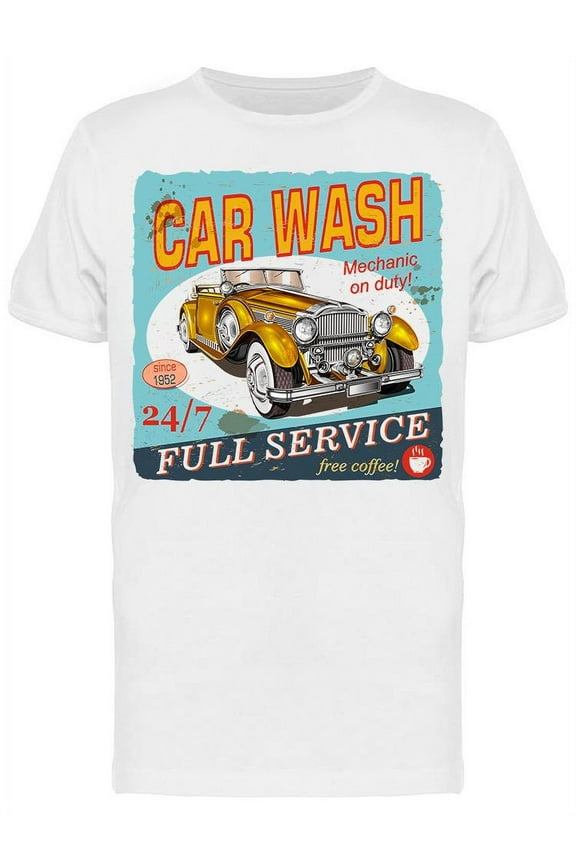 Car Wash Vintage Car Poster  T-Shirt Men -Image by Shutterstock, Male Large