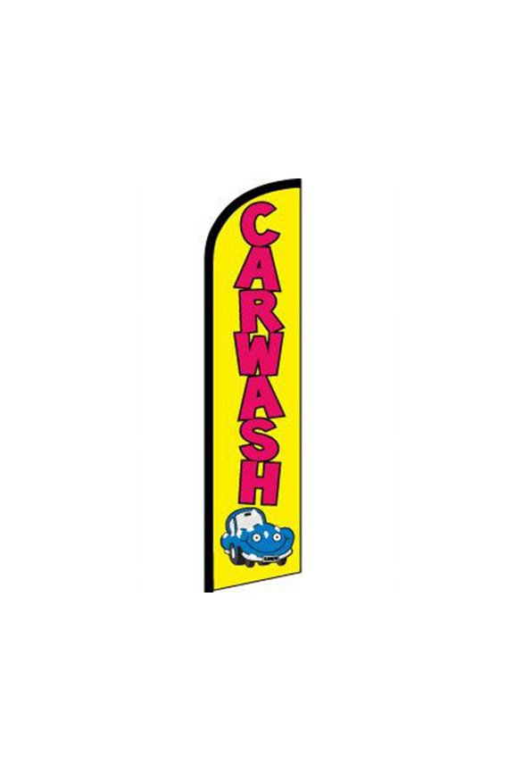 Car Wash Yellow / Red Windless Banner Advertising Marketing Flag