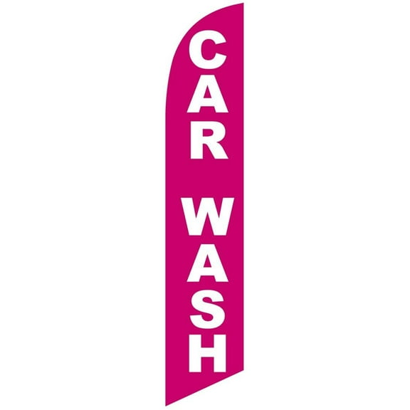 Car Wash pink/white Feather Banner Swooper Flag -No Wind Required- Replacement FLAG ONLY