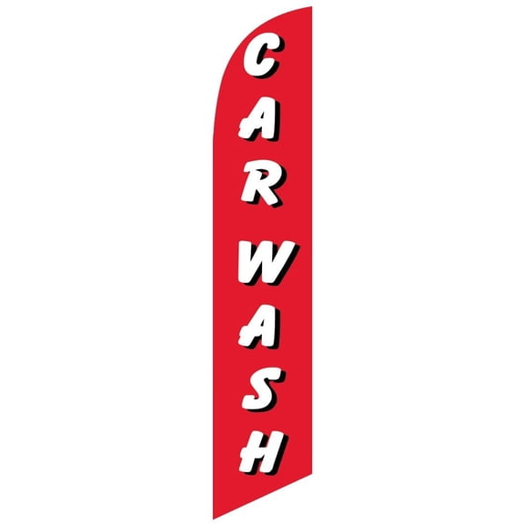 Car Wash red/white/black Feather Banner Swooper Flag -No Wind Required- Replacement FLAG ONLY