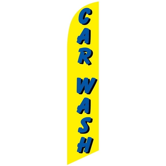Car Wash yellow/blue Feather Banner Swooper Flag -No Wind Required- Replacement FLAG ONLY