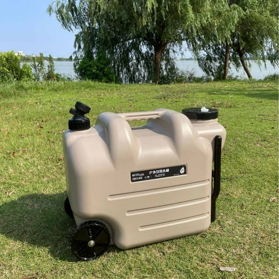 Car Water Storage Tank Outdoor Bucket, Portable Wheels Handle with Faucet, Large Water Bottle for Camping Travel, RV Water Container, Outdoor Utility Jug