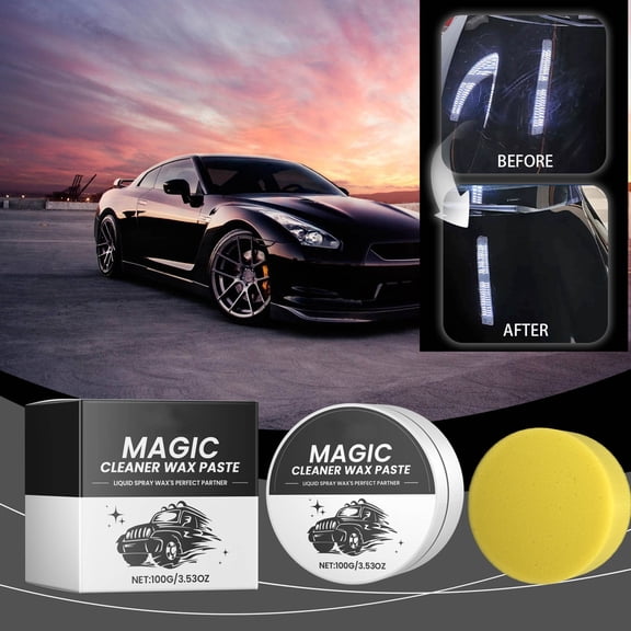 Car Wax Paste 100g, Car Cleaning Wax Set with Applicator Pad, High Protection Car Coating Wax for Metal Polishing, Scratch Repair Car Cosmetics for Home and Auto Detailing