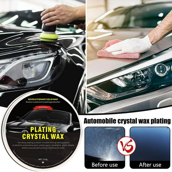 Car Wax Solid Paste | Crystal Hard Wax Coating for Car Scratch Protection, Ultra High Gloss Shine, Superhydrophobic, Heat Resistant to 760°F, 30μm Thick | 1 Bottle
