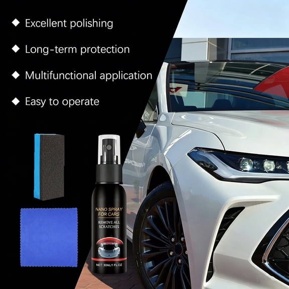 Car Wax Spray and Ceramic Coating for Cars - 3 in 1 Waterless Car Wash and Detailing - Quick Effect Coating Agent for Car - High Gloss Top Coat, Shiny Car Stuff r- Protective Wax 1 FlOz