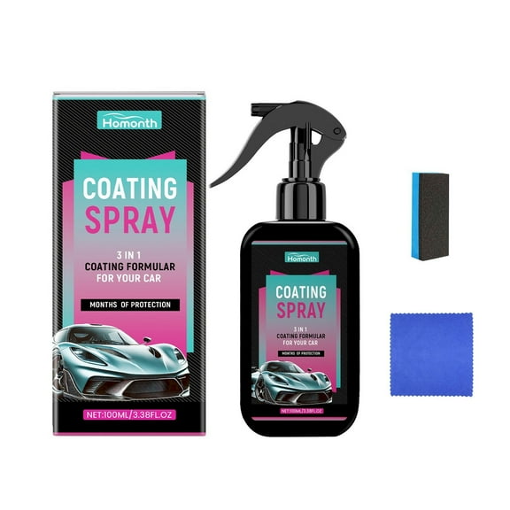 Car Wax Spray and Ceramic Coating for Cars Coating Spray 3-in-1 Waterless Car Wash and Detailing for Maximum Shine Clean, Shine, Protect Paint, Glass, Wheels 100 ml/3.38 fl.oz