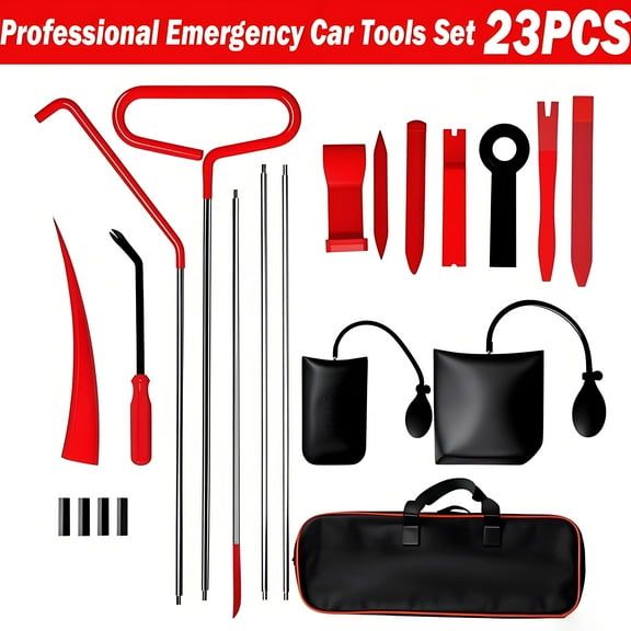 Car Tool Kit, 23 Pcs Emergency Car Tools Window Door Open Unlock, 68 inches Pull Hook J-Hook