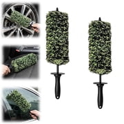 Car Wheel Barrel Brush with Long Handle, Fabric Rim and Tire Cleaning Brush for Deep Wheel Wells Brake Calipers and Spokes