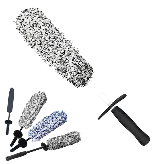 Car Wheel Brush, Microfiber Wheel Cleaner Brush for Rim Cleaning and Car Detailing, Long Handle Cleaning Rim Cleaner, Highly Water Absorption Wheel Wash Brushes