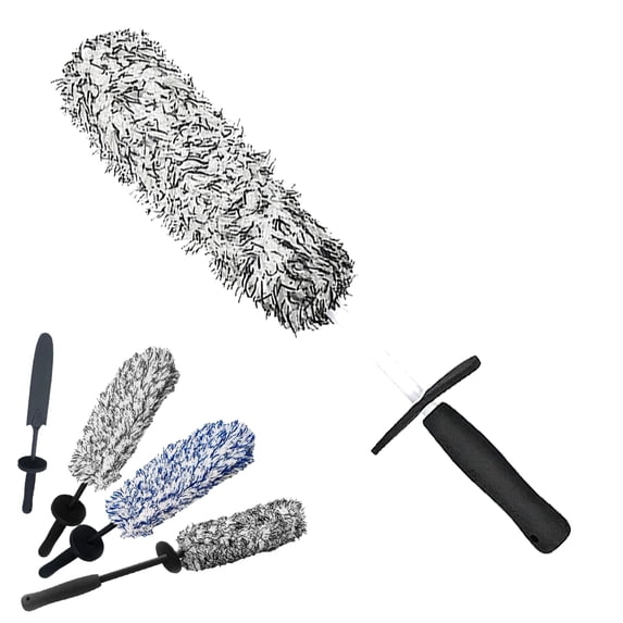 Car Wheel Brush, Microfiber Wheel Cleaner Brush for Rim Cleaning and Car Detailing, Long Handle Cleaning Rim Cleaner, Highly Water Absorption Wheel Wash Brushes