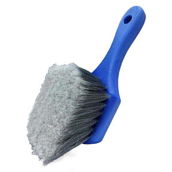 Car Wheel Brush for Cleaning Wheels and Rims - 1PC Soft Bristle Tire Brush, 9.44" Short Handle Auto Detailing Tool, Non-Scratch Rim Cleaner, Blue