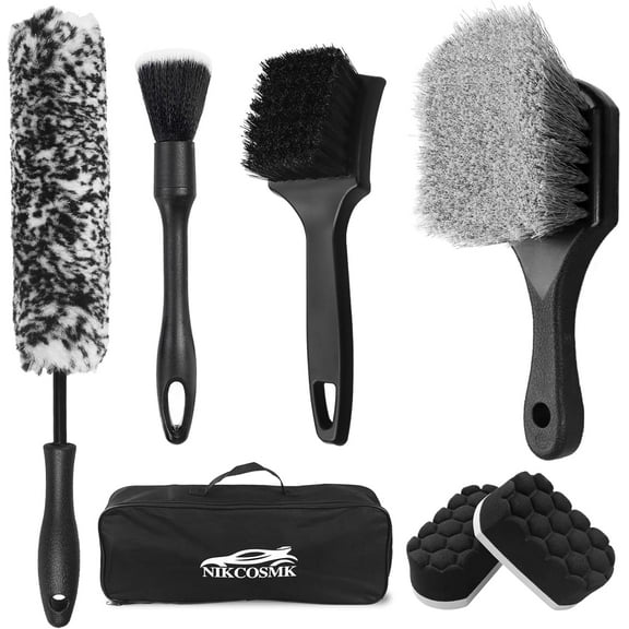 Car Wheel Brush kit, Tire Brush, Wheel Cleaner Brush, Soft-bristled Rim Cleaner Brush, Tire Shine Applicator Pad, Car Detailing Brushes, Wheel Brushes for Cleaning Wheels,Tires