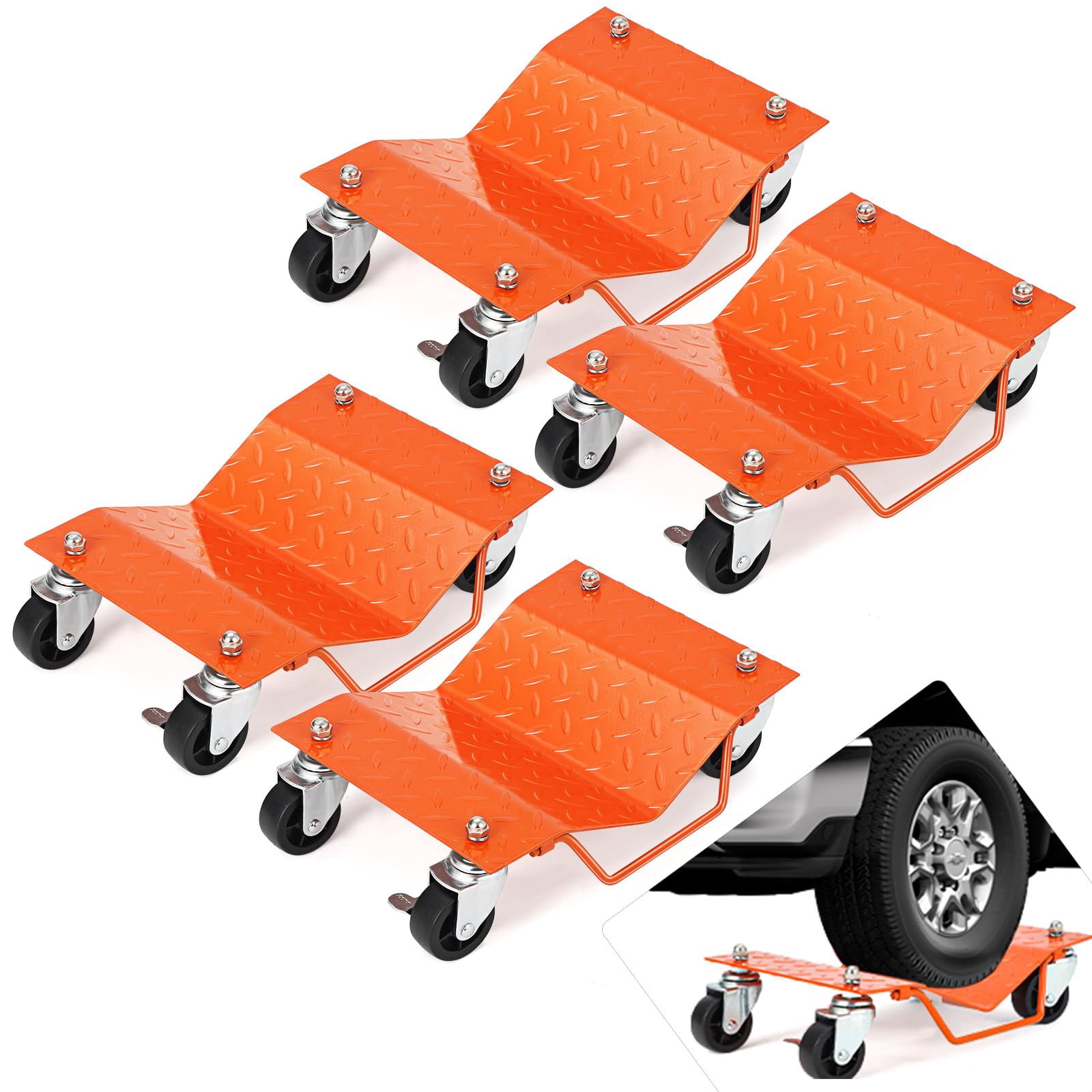 Car Wheel Dolly Set of 4,Heavy Duty Vehicle Mover Dolly, 6000lbs ...