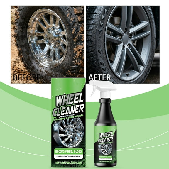 Car Wheel Hub Cleaner 237ml, Powerful Brake Dust and Grime Remover for Alloy and Painted Wheels, Safe on Chrome and Clear Coat, Spray and Rinse Formula for Deep Cleaning