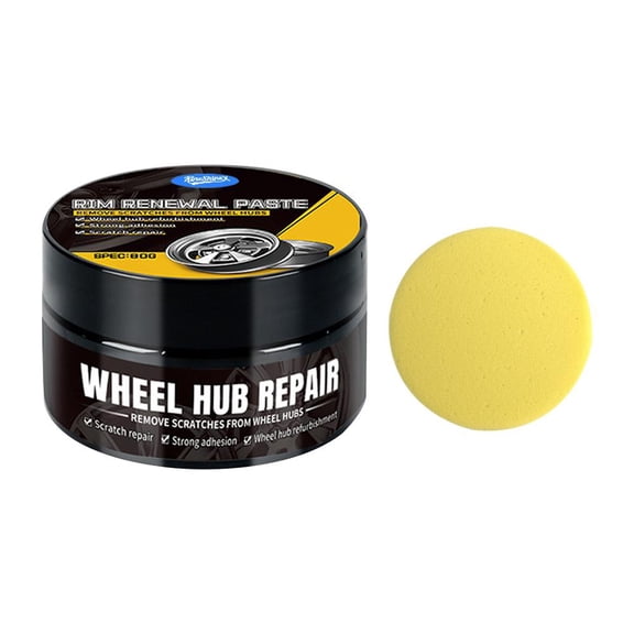 Car Wheel Scratch Repair Polish,Wheel Hub Polish and Scratch Repair,80g Hub Polishing Paste with Sponge,High-Gloss Tire Cleaner Hub Polisher for Alloy Wheels,Tire Rims,Daily Vehicle Detailing Needs