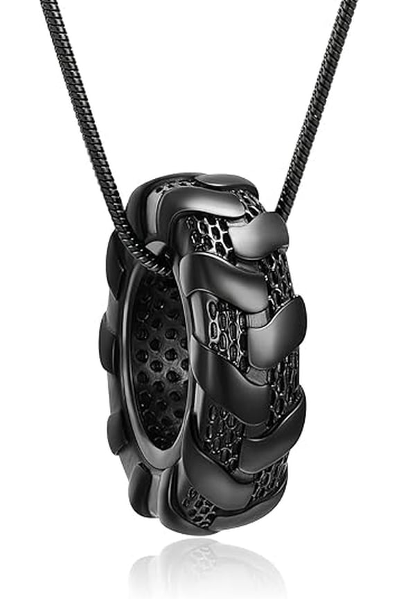 Car Wheel Tire Cremation Jewelry Urn Necklace for Ashes of Loved One Car Tire Accessory Keepsake Pendant for Men for Racer