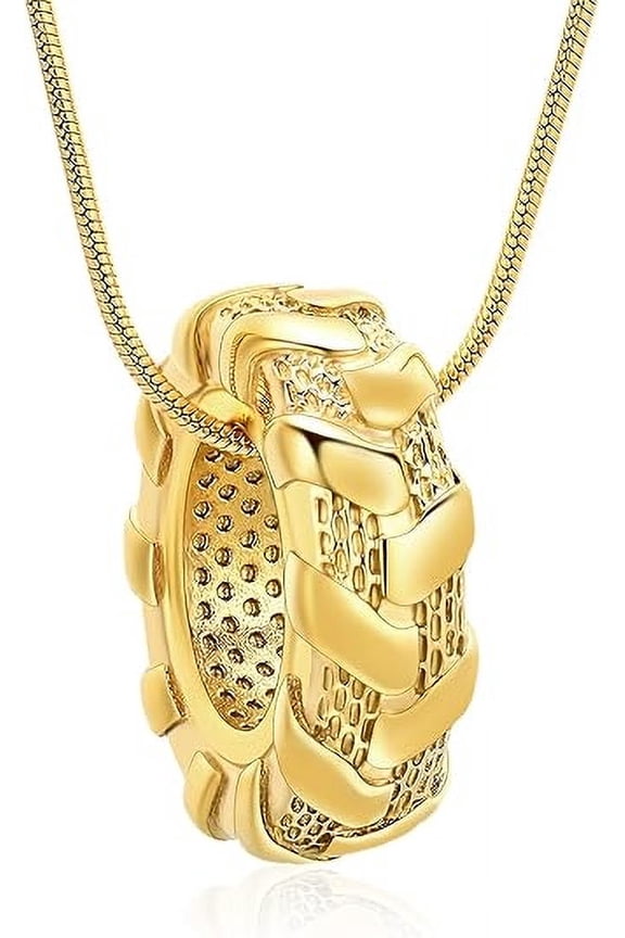 Car Wheel Tire Cremation Jewelry Urn Necklace for Ashes of Loved One Car Tire Accessory Keepsake Pendant for Men for Racer