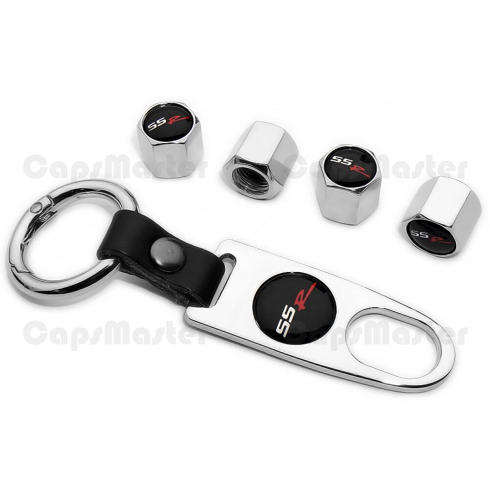 Nissan Tire Valve Stem Dust Caps With Keychain Ring – 4-Piece Metallic Set