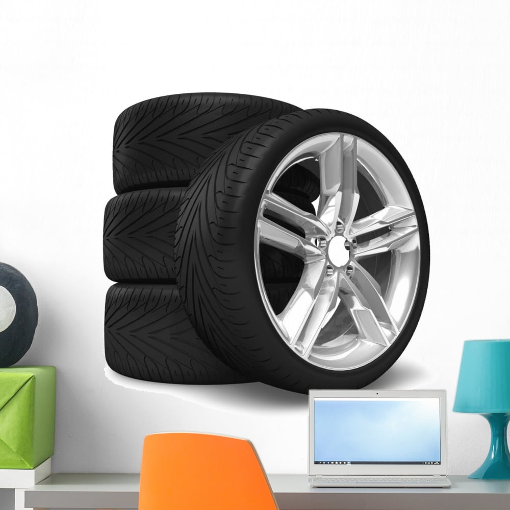 Car Wheels Set Wall Decal by Wallmonkeys Peel and Stick Graphic (24 in ...