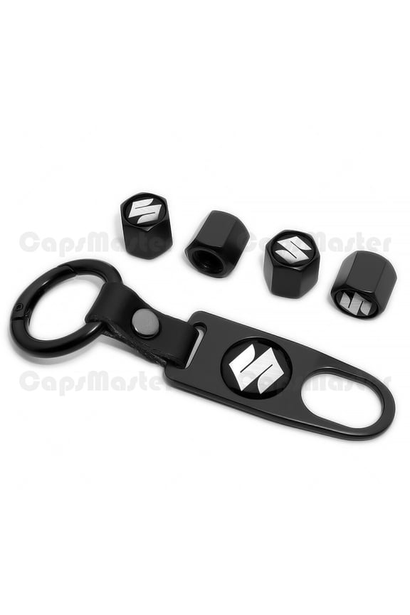 Car Wheels Tire Valve Dust Stem Air Cap Cover + Keychain Ring Suzuki Logo Gift