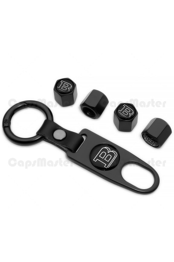 Car Wheels Tire Valve Dust Stem Air Cap Cover + Keychain Ring With Brabus Logo