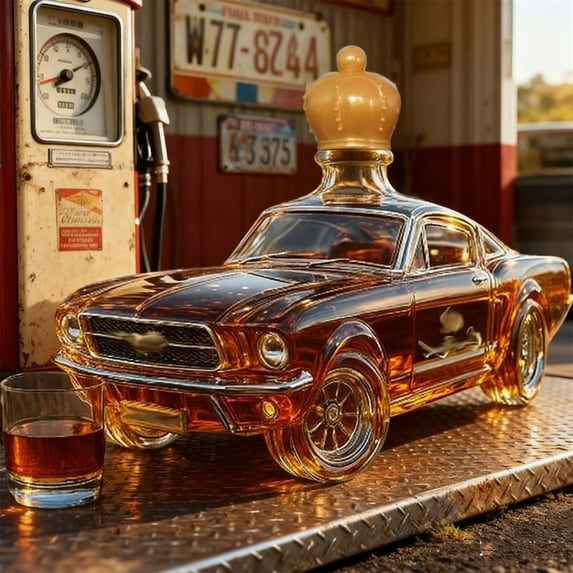 Car Whiskyflasche, Car Shape Shaped Novel Glass Whiskey Decanter Set Wild Horse Whiskey Decanter Bottle Liquor Dispensing Container Wisky Awakener Whisky Gift for Automotive Enthusiast Men